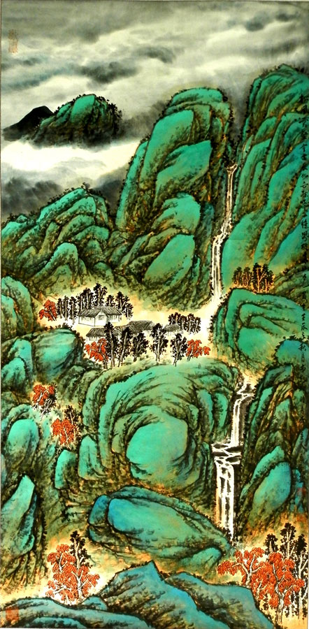 中國畫《松風云壑》